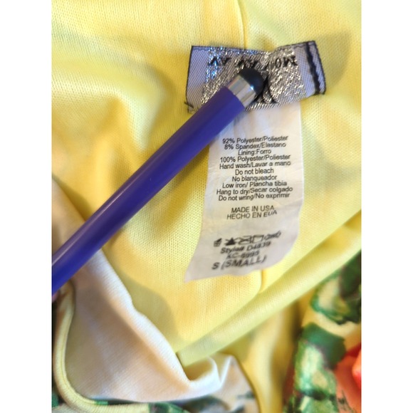 Vtg Maxi Dress S Form Fitting Yellow Lime Old Hollywood Style Sexy Heat Wave - Picture 10 of 13